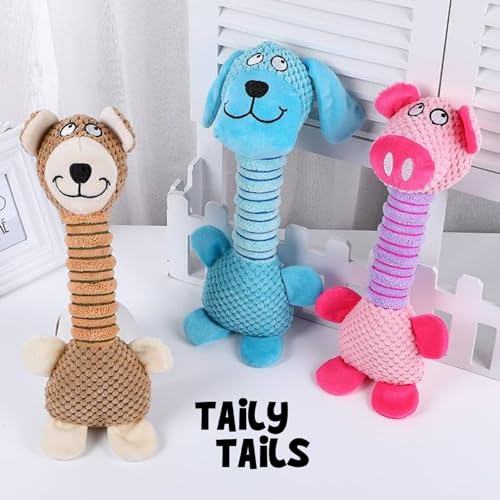 Image of Dog Toys with Sound - Plush Chew & Squeaker & Toy - Interactive Chew Toy - Non-Toxic Play Dog Toy - Small, Medium, & Large Dogs - Long Neck Toys for Dogs (Long Neck Pig (Pink))