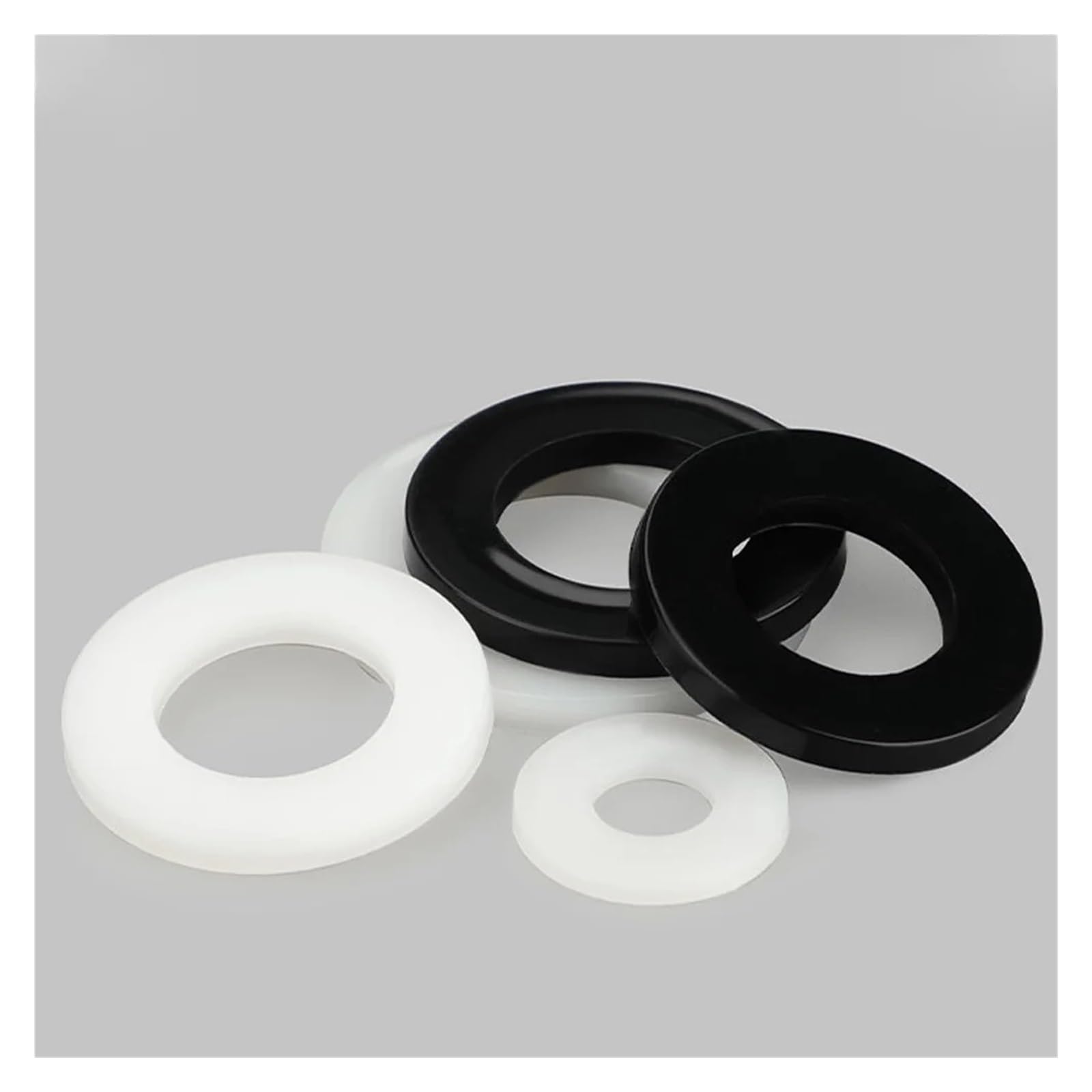 Arandela plana Arandela plana de nailon M2-M18, Kit surtido de 110/215 Uds., caja de paquete de aislamiento de junta de anillo espaciador aislante de plástico blanco y negro(White M2-M18)