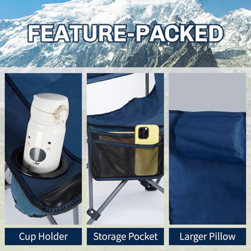 SICHCIS CAMPINGCHAIR Silla Plegable Reclinable para Camping con Reposapiés 3 en 1 Azul Marino miniatura 4