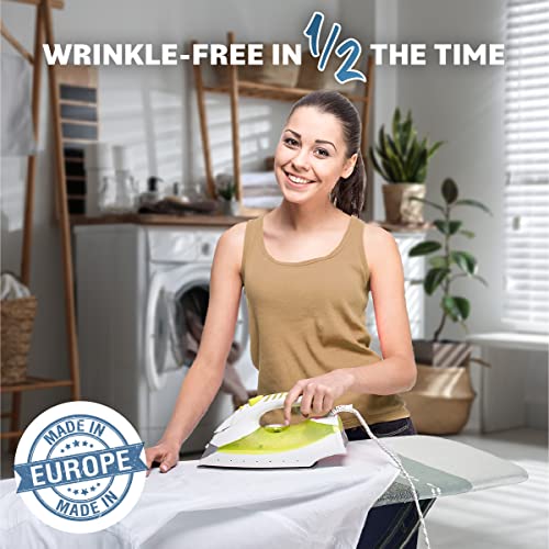 Image of Bartnelli Pulse Ironing Board with New Patent Technology | Made in Europe with Patent Fast-Glide Turbo & Park Zone, with Smart Hanger, 4 Layer Cover Pad | 4 Premium Steel Legs (Size 43x13)