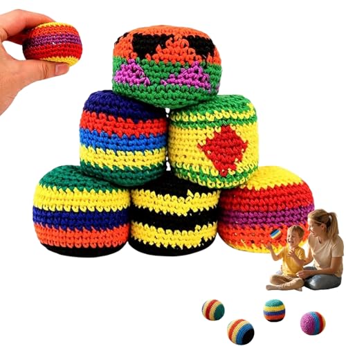 2026 New 6/12/24PCS Knitted Footbags, Crochet Kick Bags for Adults & Ks, Colorful Juggling Footbag for Outdoor Party Game, Handwoven Toss Pack (6PCS)
