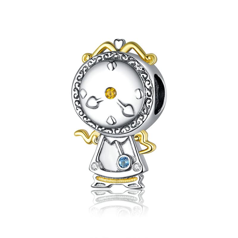 Charm Orologio Tockins la Bella e la Bestia per Disney in argento 925 - Les Folies per Pandora