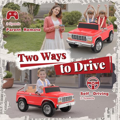 Image of ANPABO Licensed Ford F-150 24V 2 Seater Ride on Car for Kids, Coral Red