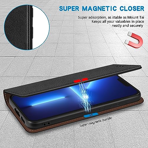 Image of ZZXX for iPhone 13 Pro Wallet Case Strong Magnetic 6.1 inch,Black