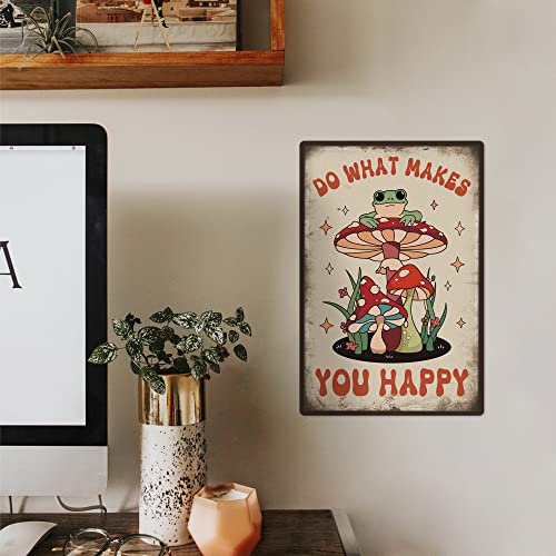 Putuo Decor Mushroom Metal Sign, Vintage Funny Frog Wall Decor, 12 X 8 Inches, Easy Hanging Aluminum Wall Signs For Bathroom, Kitchen #TOP5
