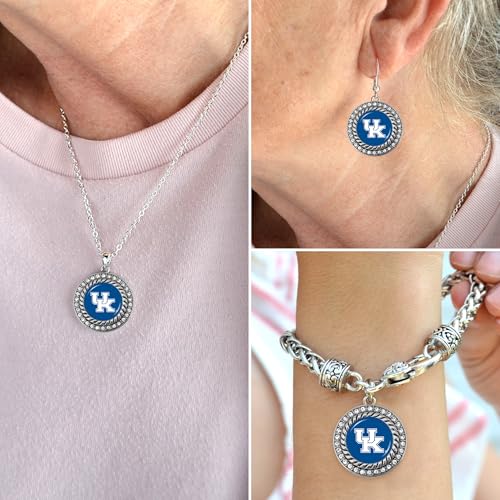 University of Kentucky 3 Piece Jewelry Set - Necklace, Bracelet, and Earrings Collection - UK Emblem Pendant with Bling Rhinestones - Ideal University of Kentucky Gift for Women, Girlfriend, BFF by Game Day Outfitters - Used condition - Image 7