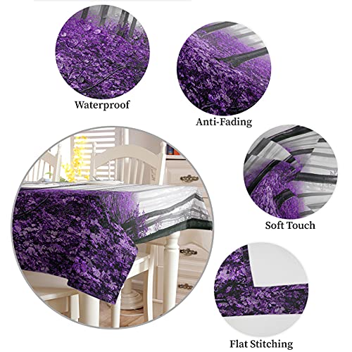 Rectangle Tablecloth 60X84Inch, Autumn Forest Wildlife Leaf, Vinyl Table Covers Waterproof Oilcloth Table Cloth Linens, Farmhouse Tablecloths For Outdoor Dining Wedding Party Camping, Lavender Purple #TOP4