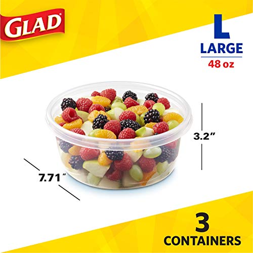 Gladware Big Bowl Food Storage Containers, Large Round Bowl Holds 48 Ounces Of Food, 3 Count Set | Glad Food Storage Containers For Everyday Use To Preserve Freshness #TOP4