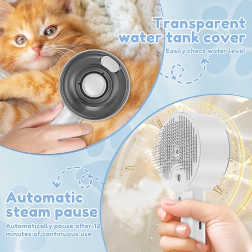 Image of Cat Steam Brush for Shedding - Cloud Care Cat Brush for Indoor, Shedding Steam Cat Brush for Long Short Hair, Pet Grooming Brush with Release Button and Tank for Cats Massage Grooming Self-Cleaning