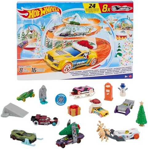 Hot Wheels Spielzeugautos, Adventskalender 2024, 8 Hot Wheels Aut...