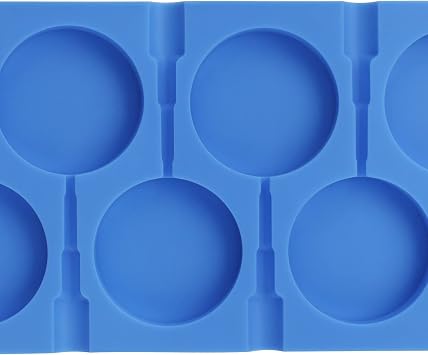 Beasea Large Lollipop Mold, 6 Cavity Silicone Lollipop Molds, Sucker Molds Hard Candy Molds for Chocolate Candy Ice Lollipop Ball Molds Kitchen Tray with 50 Lollipop Sticks - Blue