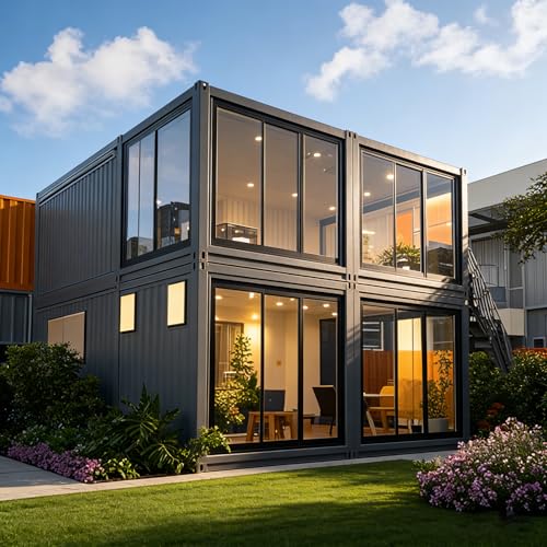 Casas pequeñas de 2 pisos a la venta, casa contenedor expandible – Casa prefabricada modular plegable con cocina y baño | Ideal para adultos, alquileres o espacios de trabajo