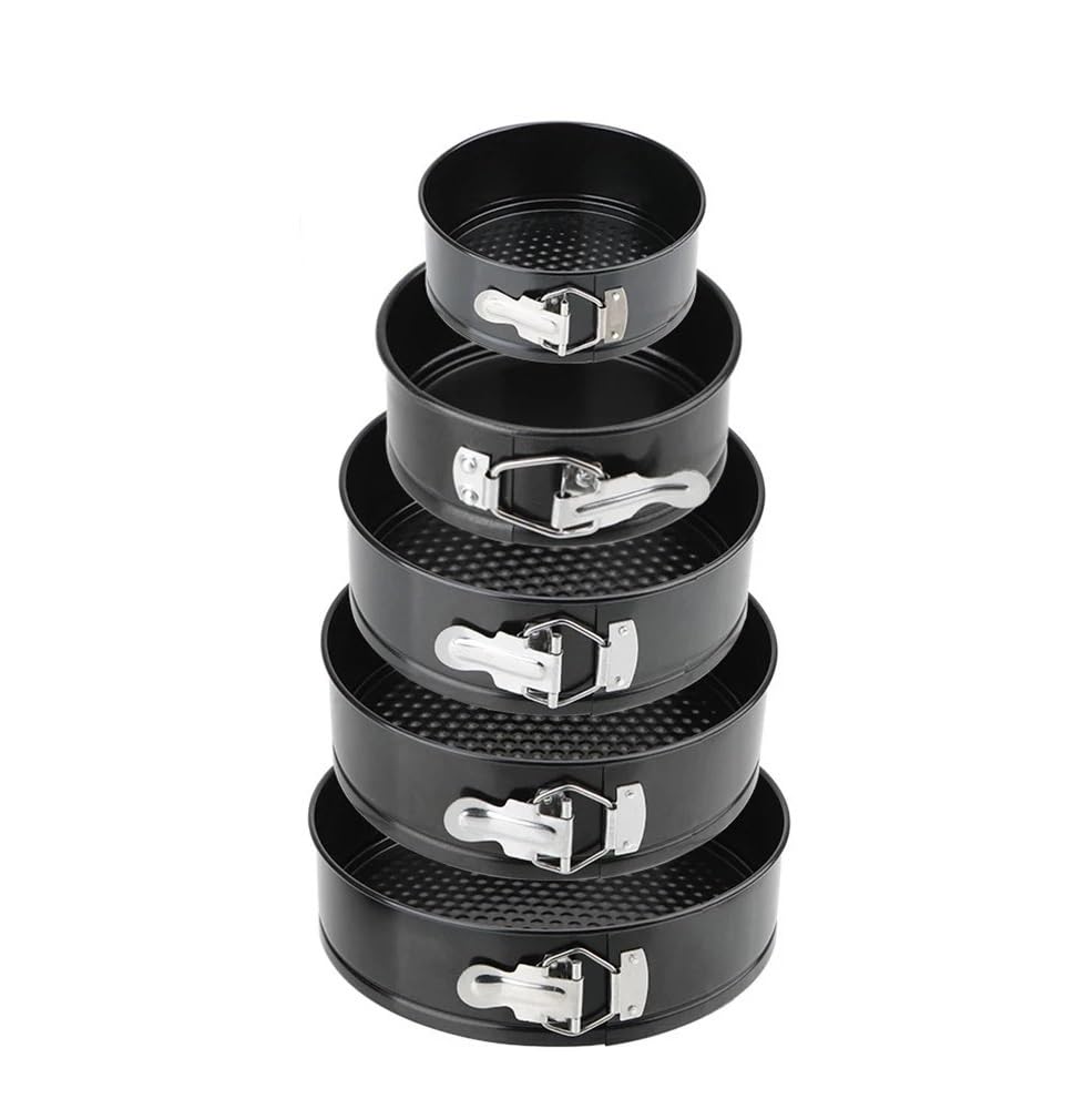 Generico Teglia da forno in acciaio al carbonio da 18/20/22/24/26 cm, teglia antiaderente a cerniera, teglia rotonda for torte, utensile da cucina.(5pcs-set)