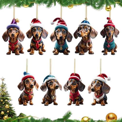 XoeLLe 9 Piezas 2D Adornos Navideños Arbol, Decoracion Arbol de Navidad, Decoraciones Dachshund, Divertidos Acrylic Colgantes, Colgante para Perro, para Chimenea, Mesa, Decoración de Navidad Interior XoeLLe 9 Piezas 2D Adornos Navideños Arbol, Decoracion Arbol de Navidad, Decoraciones Dachshund, Divertidos Acrylic Colgantes, Colgante para Perro, para Chimenea, Mesa, Decoración de Navidad Interior