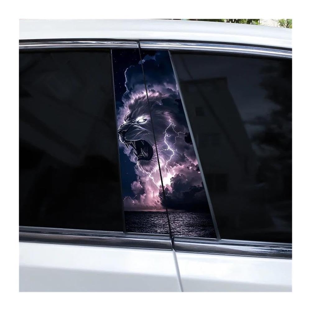 Decorative Items 1pair Animal Lion Car Door Pillar Sticker DIY Car B Pillar Vinyl Sticker(H)