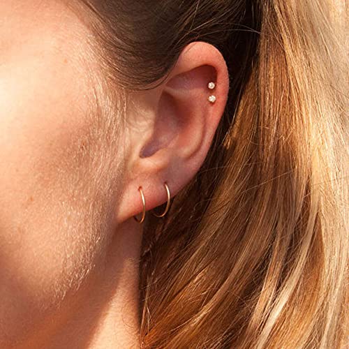 Hypoallergenic Sterling Silver Cubic Zirconia Cz Stud Earrings Set For Womens Mens Girls, 3 Pairs Small Round Simulated Diamond Studs For Cartilage Tragus Multi Piercing Ears 2Mm / 3Mm / 4Mm #TOP5