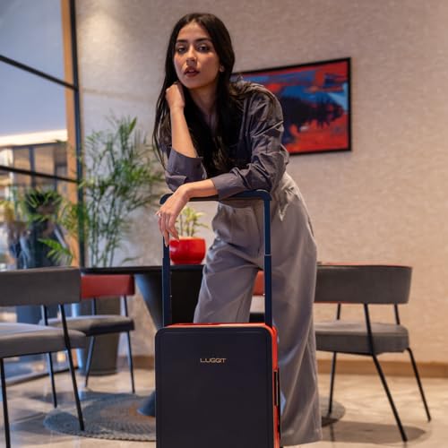 Image of Cabin Trolley Carry on Bag-Dual Tone Premium Plus | Wide Telescopic Handle | Toughest Designer Trolley Bag (Black /Red-20) Travel Luggage