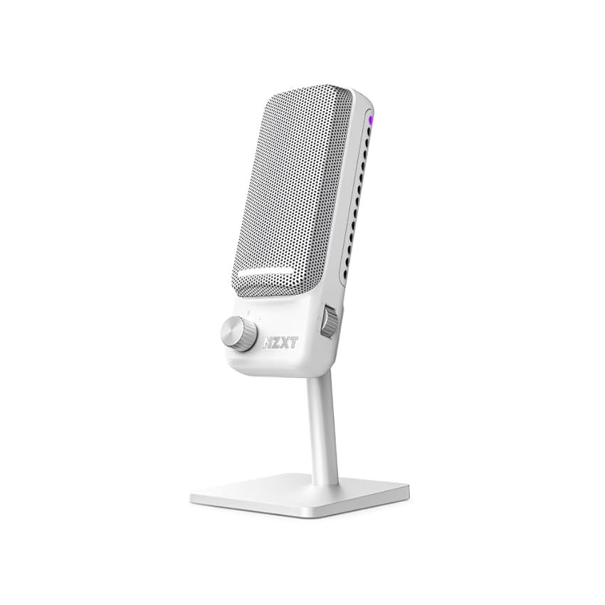 NZXT Capsule Elite - Microfono USB a condensatore professionale per Gaming, Streaming, Podcast e Registrazione - Audio di qualità studio – Sistema di posizionamento regolabile - Software DTS - Bianco