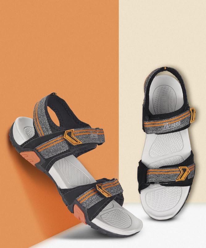 Image of PARAGON FBK1411G Stylish Velcro Sandals for Men | Durable, Comfortable & Lightweight Sandals with Cushioned Soles | Easily Washable | Ideal for Outdoor Use