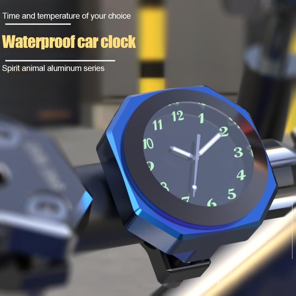 Horloge de guidon de moto, étanche, pour guidon de moto, montre de vélo, convient pour les motos (noir)