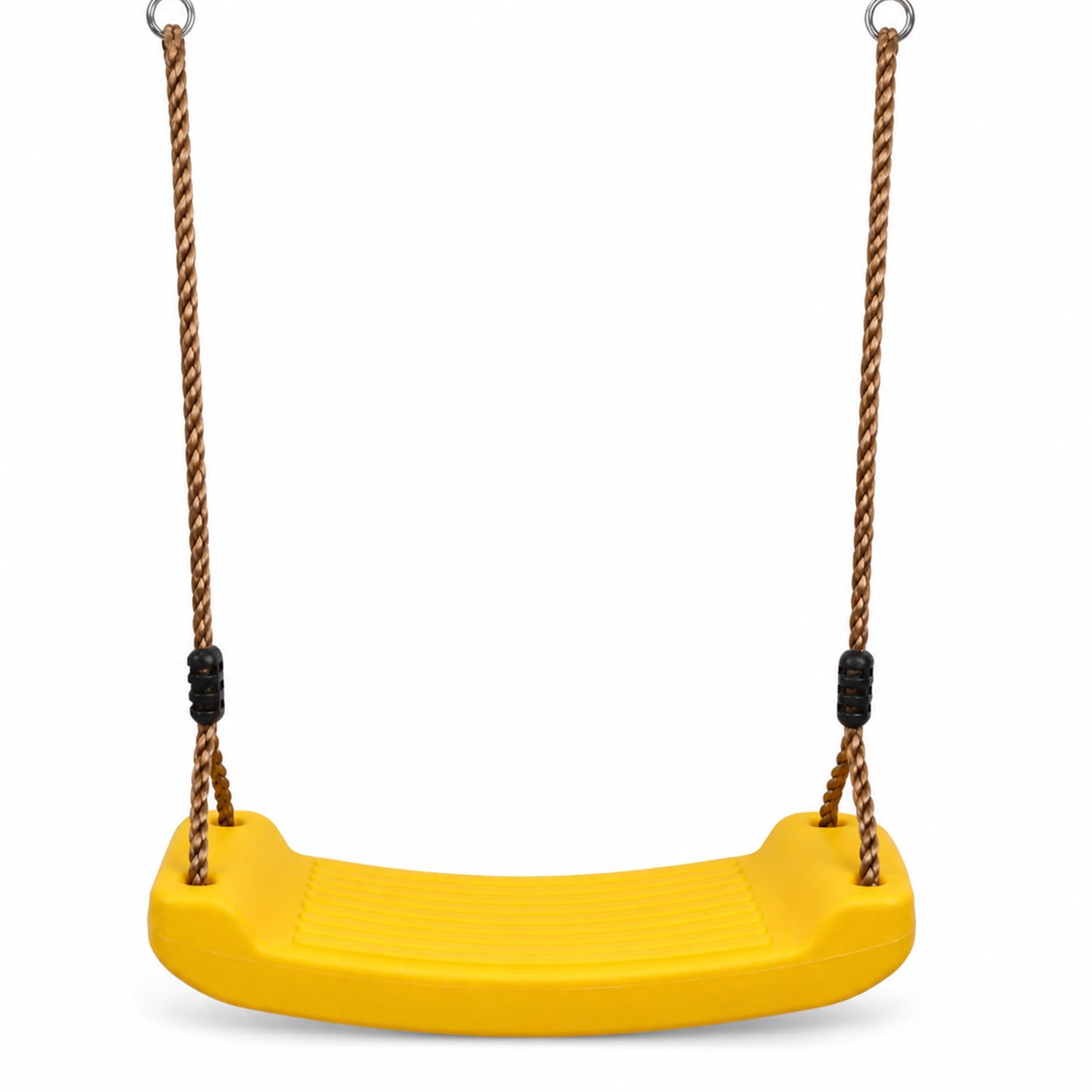 Kids Outdoor Swing Seat with Strong Braided Ropes & Length Control Hinge – Heavy-Duty Playground Swing for Ages 3-10 – 100kg Capacity – Clamp Fixation (Yellow)