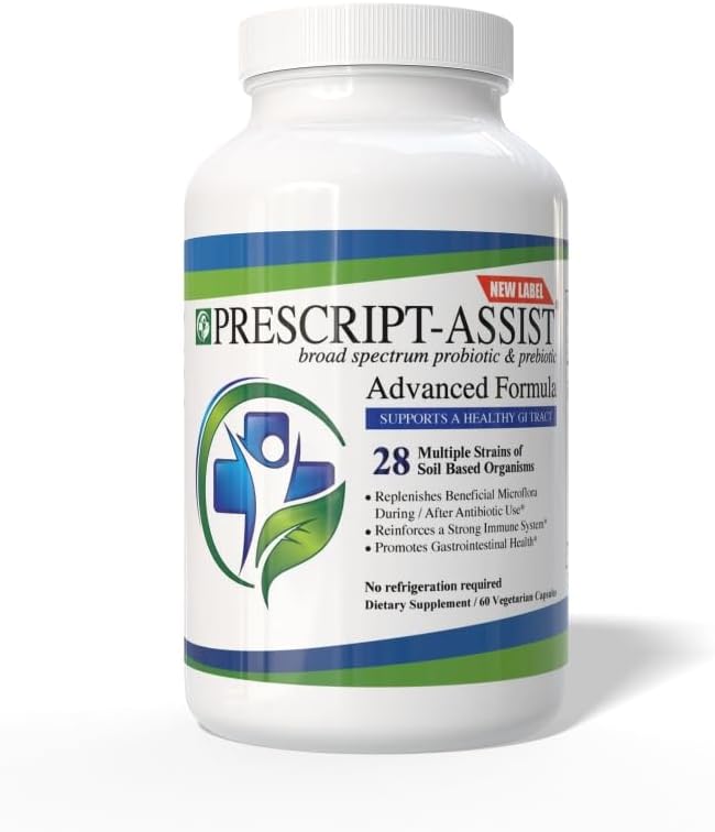 Prescript-Assist Prescipt-Assist Prebiotics & Probiotics for Digestive & Immune Health. 28 Strains Soil-Based Microflora - Vegan, Supports Muscle Recovery & Gut Health, 90 Capsules