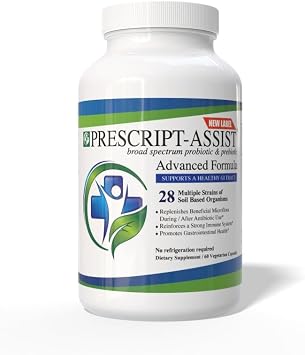 Prebiotics & Probiotics for Digestive & Immune Health (NO Pea Protein) Advanced - Plant-Based 28 Strains Soil Microflora - Vegan, Supports Muscle Recovery & Gut Health, 60 Capsules by Prescript Assist