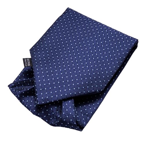 Image of Hi-Tie Silk Ascot for Men Self Tie Men's Cravat and Flower Lapel Pin Handkerchief Cufflinks Set for Wedding Party