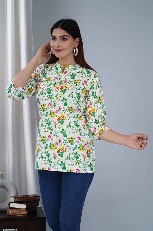 Image of Jikonet Women's Printed Rayon Straight Short Kurti