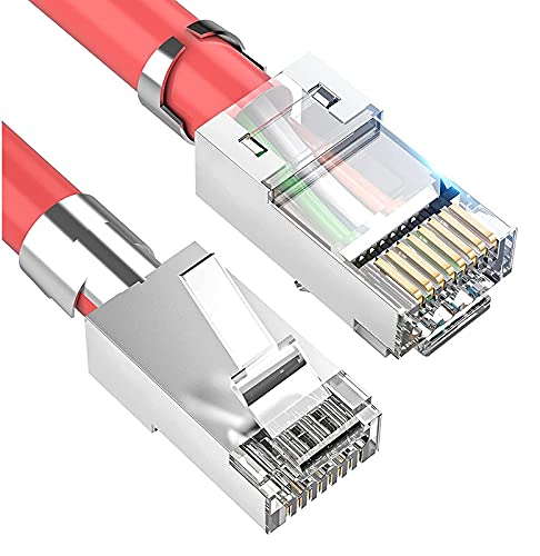 TECH-X RJ45 Cat7 & Cat6A Crimping Connectors plug, 50U Nickel Plated 3 Prong Shielded FTP/STP External Ground for 23 AWG (0.573mm) Network Cable, Metal Shielded, RJ45 8P8C Modular Plug,Pack 20 (B09FHT6JGF) Amazon Price History, Amazon Price Tracker