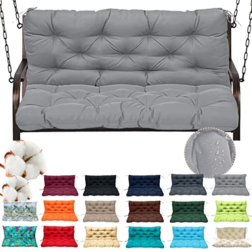 Dhijupng 3 Person Swing Cushions Replacement, Porch Swing Cushions With Backrest Waterproof Bench Pad Cushions, Thicken 4" Outdoor Swing Cushions For Patio Garden Furniture(Light Grey 60X40In) #TOP15