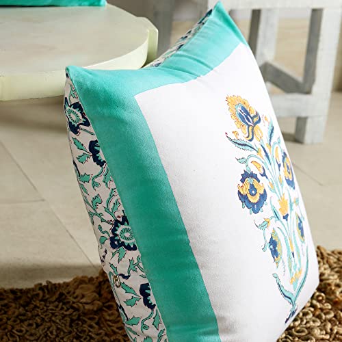 Image of Ravaiyaa - Attitude is everything Cotton Hand Block Printed Soft Cushion Cover Pillow Case 16 inch Square Cushion Sham Set of 2 Piece