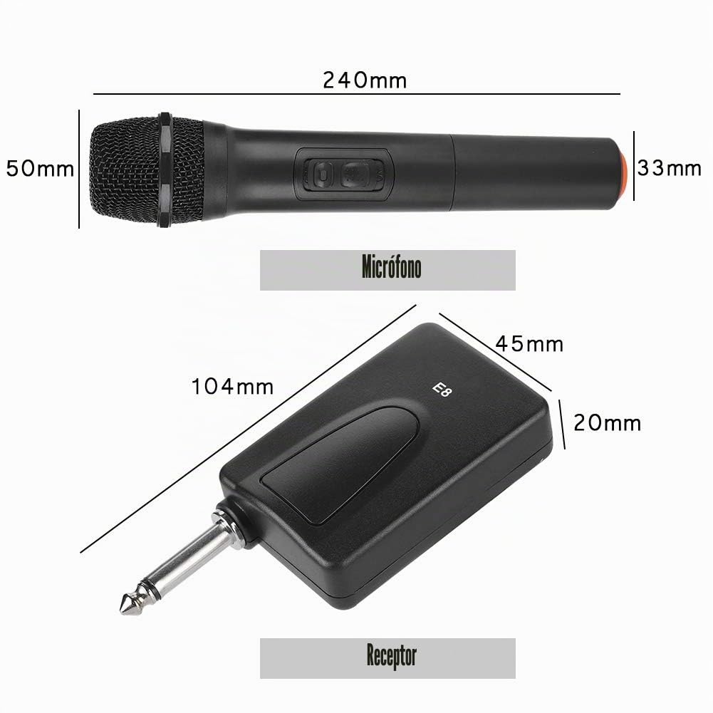 Goshyda Micrófono de Mano inalámbrico Micrófono de Mano inalámbrico VHF Universal con Receptor/Antena para Karaoke/reunión de Negocios