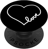 Vista 7 de Amor de corazón blanco delineado en PopSockets negros MagSafe PopGrip para iPhone