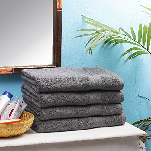 Image of FRESH FROM LOOM 500 GSM Towels for Bath | Ultra-Premium 100% Pure Cotton| Quick Dry Towel Set for Men & Women | Skin Friendly & Hypoallergenic | Water Absorber (27 x 54 Inch | Grey) 4pc