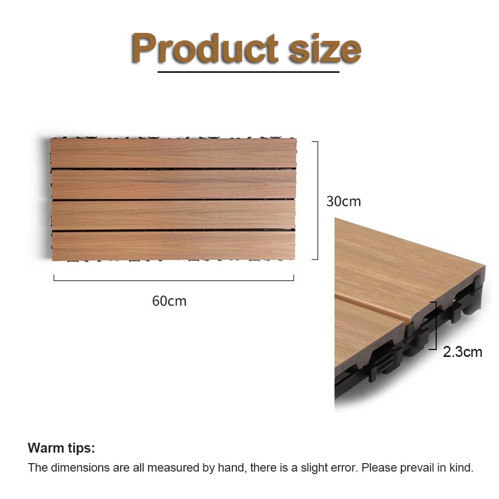 Baldosas Exterior Suelo, WPC Entrelazadas Baldosas, Azulejos de Click para Terraza Fáciles de Colocar, para Jardín Terraza Balcón Césped 30x60x2.3cm C 6PCS