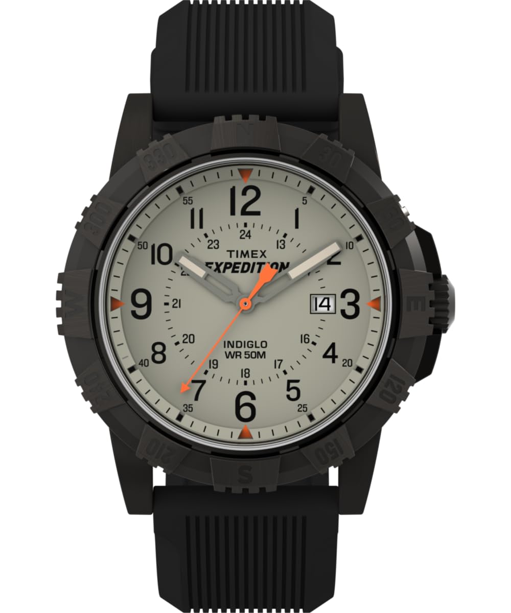 Timex Expedition Ridge TW4B32200 - Reloj con correa de silicona negra con esfera marrón para hombre, 45 mm