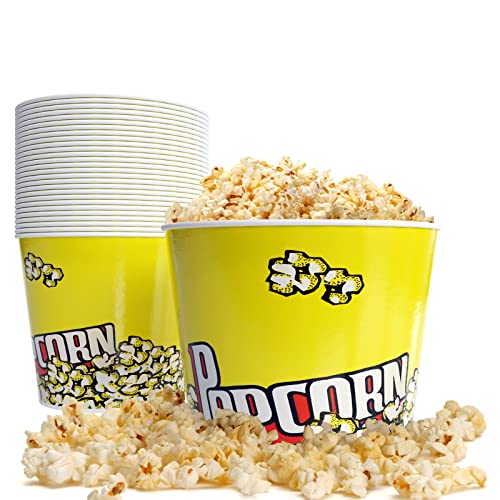 EGGKITPO 85 Oz Popcorn Cups - 26 Pack Large Greaseproof Popcorn Boxes for Movie Night, Amusement Parks, Baseball Themed Events