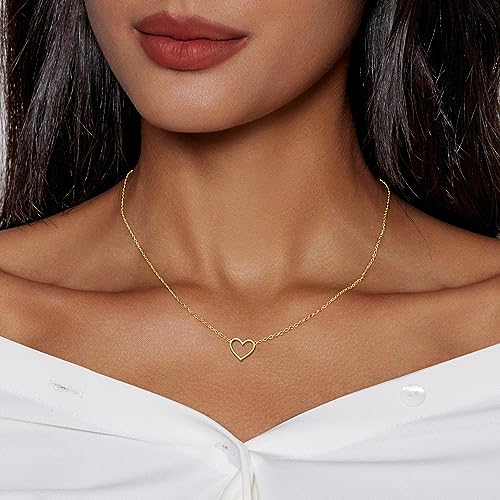 Zeffy Cute Heart Necklace 18k Gold/Silver Plated Tiny Heart Pendant Choker Necklaces Gold Love Heart Chain Necklace for Women Dainty Gold Jewelry Valentines Day Gifts for Women Girls Teen Girls2