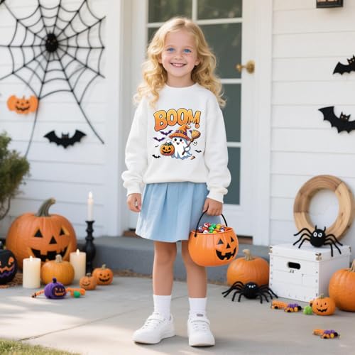 Kids Halloween Sweatshirt Toddler Boys Girls Pumpkin Face Long Sleeve Jumper Sweater Shirt 1-7T3
