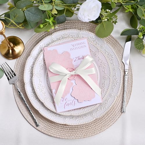 Image of Double Face Off White Satin Ribbon 1 /2 inch X 50 Yards Polyester Off White Ribbon for Gift Wrapping Very Suitable for Weddings Party Invitation Decorations and More