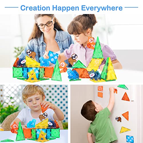 Magnetic Tiles Building Blocks Sets Magnetic Animals Magnet Toys For Kids Age 3-5 4-8,Construction Kits Montessori Stem Toys Birthday Gifts For Kids Toddlers 3 4 5 6 7 8 Years Old-Jungle Animals #TOP6