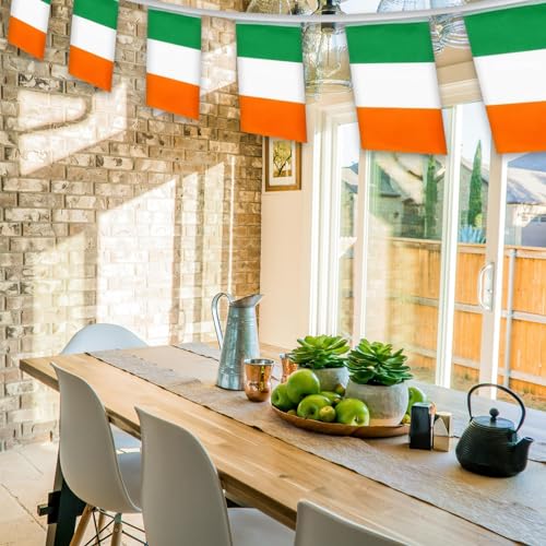 Image of Ireland Flags Irish String Flag Banners for Patriotic Events Independence Day Sports Bars Inside Outside Decorations 33 Feet 30 Flags