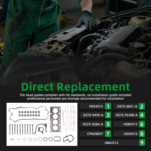 Image of Head Gasket with Bolts Set, HGS4312 Fit for Ford Escape 2017 2018 2019 2020 1.5L L4 DOHC 16v(45pcs)