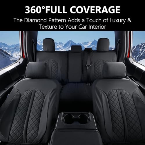 Truckiipa Custom for Chevy Silverado Seat Covers 1500 Full Set Leather Seat Covers Fit for 2014-2018 Chevy Silverado GMC Sierra 1500, 2015-2019 2500HD 3500HD Double Crew Extended Cab, Full Set, Black by Truckiipa - Used condition - Image 7