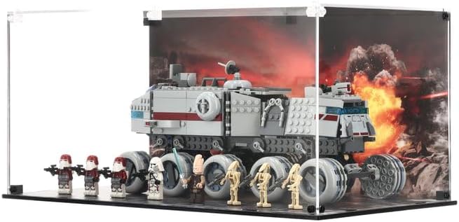 Plexico Display Case Compatible With Lego 75413 Republic Juggernaut, (Special Edition (Printed Base & Back Panel))