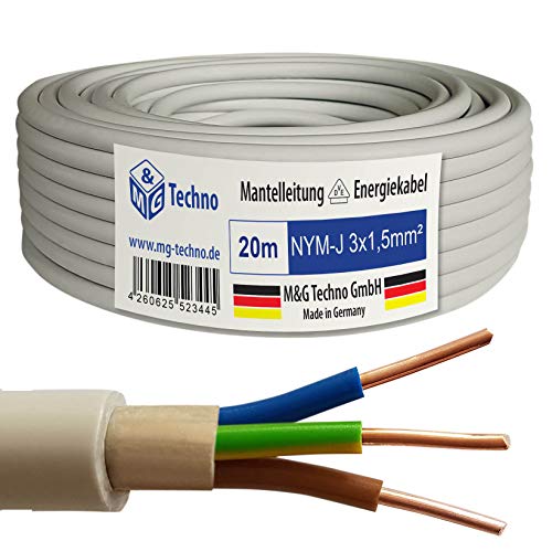 M&G Techno 20m NYM-J 3x1,5 mm&sup2; Mantelleitung Feuchtraumkabel Elektrokabel Kupfer Made in Germany