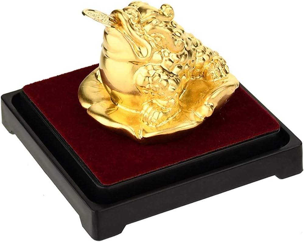 24k Gold Foil Frog Feng Shui Toad Chinese Golden Frog Money Lucky Fortune Wealth Office Tabletop Ornament Home Decor Lucky Gifts