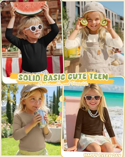 Image of 4 Pack Girls 3 /4 Sleeve T Shirts Kids Crewneck Elbow Sleeve Casual Tops Solid Basic Cute Teen Tees 5-14Y