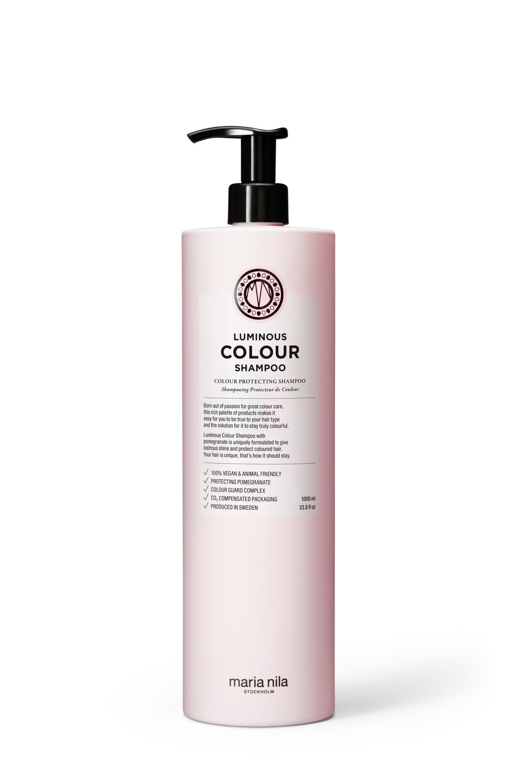 Maria Nila Shampoo coloriertes Haar Damen, Luminous Colour Shampoo mit Granatapfel gegen Farbverlust, Haarshampoo Frauen Farbschutz für gefärbtes und blondiertes Haar (vegan, sulfatfrei), 350 ml